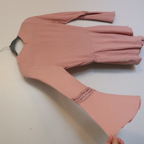 Rosy Blush Bell Sleeve Romper | 020 - Picture 4 of 6